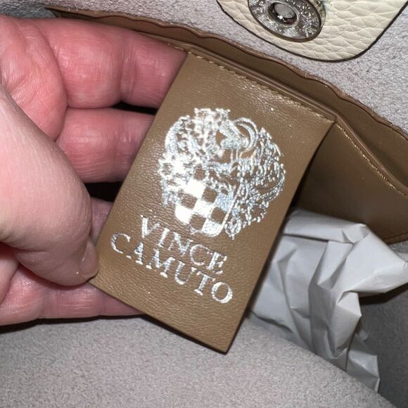 Vince Camuto Sula Leather Top Handle Bucket Bag Jasmine Cream Snap Closure - Picture 12 of 14